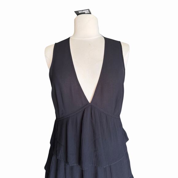 The Kooples Sleeveless Tiered Babydoll Mini Black Dress Size 2 NWT Parisian Cool - Picture 5 of 16